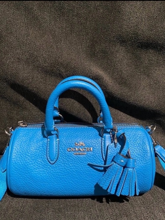 Coach Handbags - *SOLD*  NWT Coach Electric Blue Pebbled Leather Mini Barrel Bag with Tassel